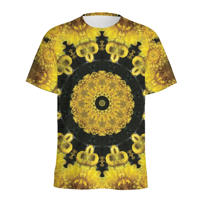 Colorful Kaleidoscope 3D Printed T-shirt For Men Psychedelic Pattern T Shirt Summer Casual Short Sleeves Round Neck Tee Shirts