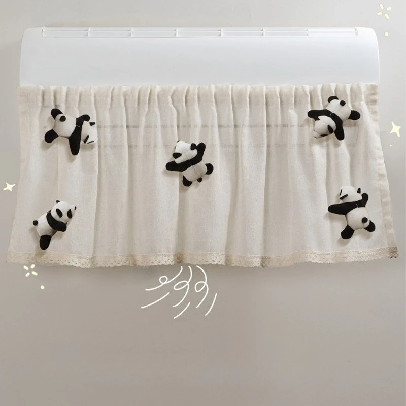 1Pc INS Cute Plush Doll Deco Windbreak Curtain for Air Conditioner Summer Cover Prevent Direct Blowing Cloth Bedroom Decoration