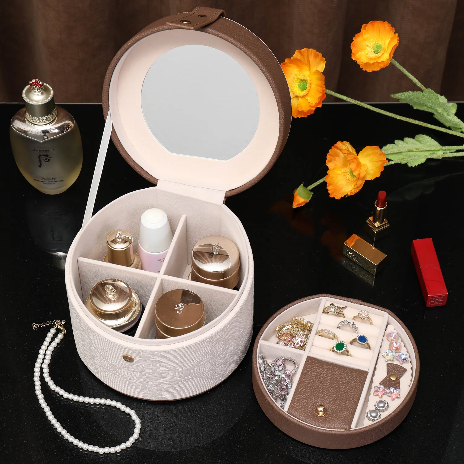 

Кожаная многослойная шкатулка для драгоценностей, бытовая шкатулка для колец, колье для сережек, коробка для хранения сережек, шкатулка для ювелирных изделий, шкатулка для драгоценностей,