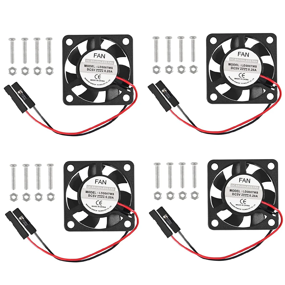 

4 шт. 30x30x7 мм бесщеточный вентилятор охлаждения для Raspberry Pi Fan Mini DC 5V/3.3V 3007 вентилятор с винтами для Raspberry Pi 3 B + 3B 2B