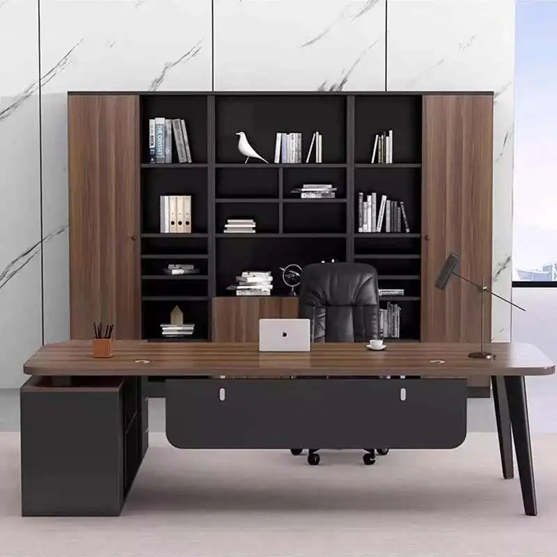 Organizers Shelves Office Desk Aesthetic European Multifunctional Long Office Desk Lshaped Wooden Escritorio Oficina Furniture
