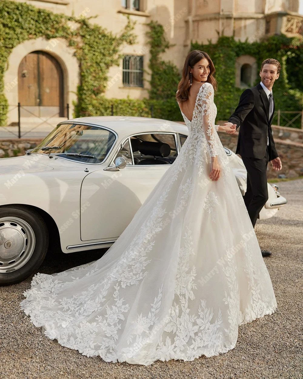 Wykwintne suknie ślubne bez pleców dla kobiet, eleganckie, seksowne suknie ślubne w kształcie litery A, długość do ziemi, Vestidos De Novias 2026, szyte na miarę