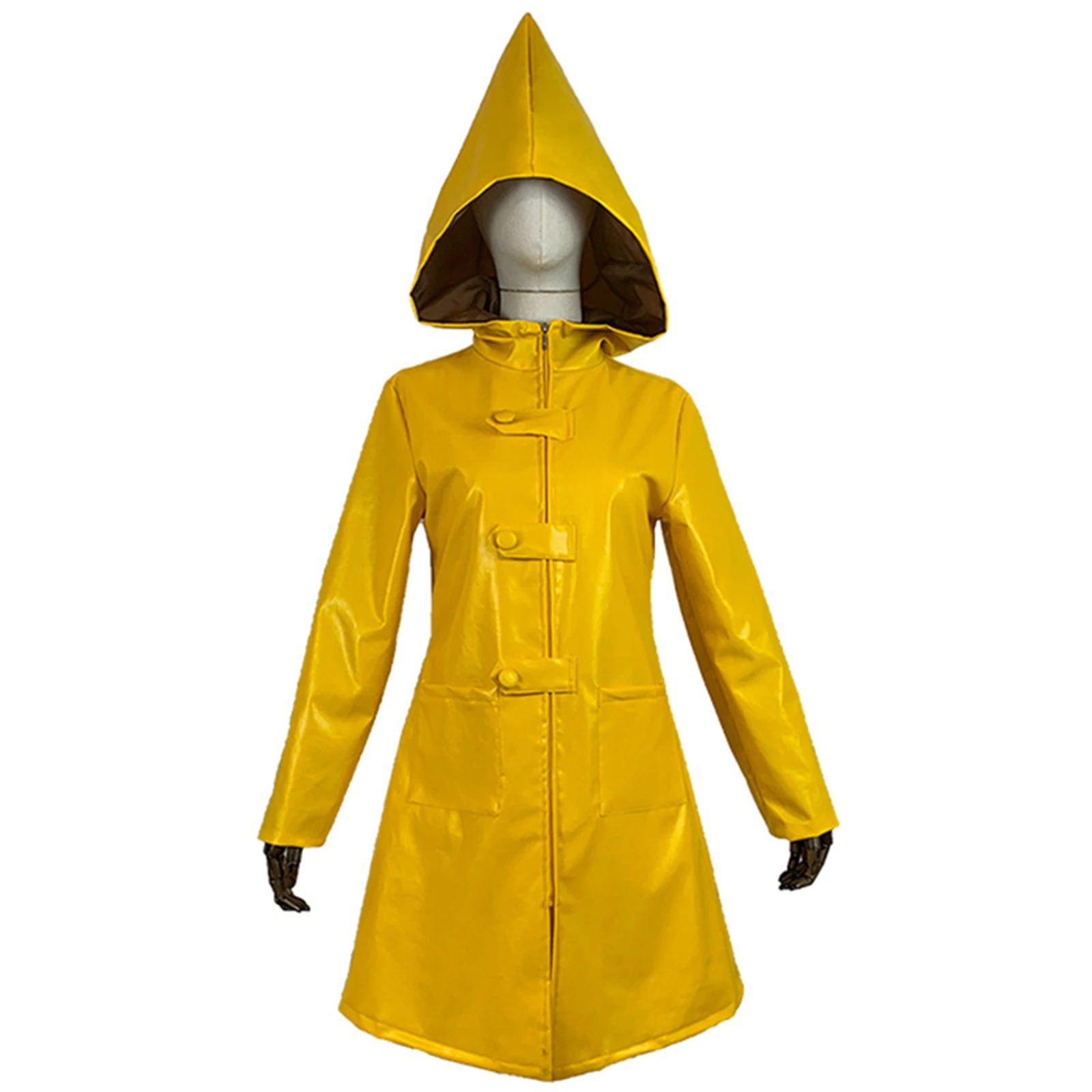 Halloween Nightmares Six Cosplay Costume Yellow Raincoat Coat for Adult Kids Disguised Halloween Stage Party Outfits Pu Leather