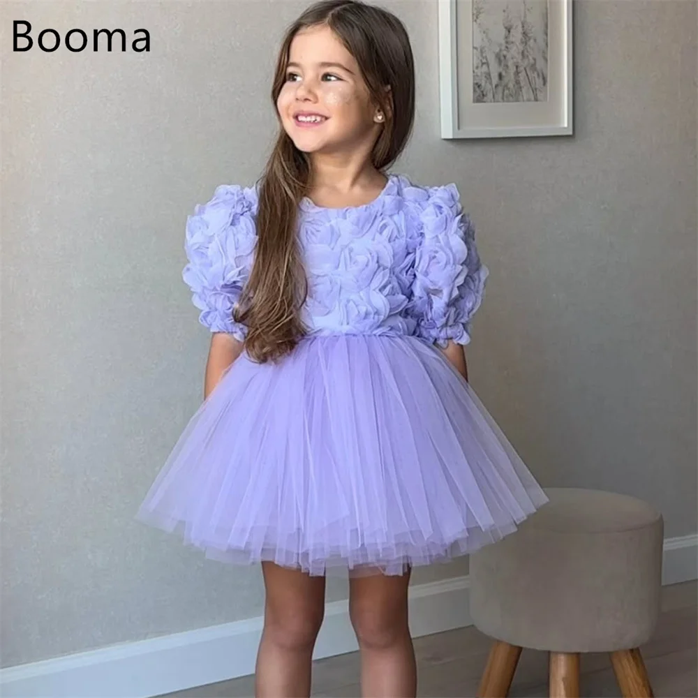 

Booma A-Line Flowers Knee-Length Tulle Flowers Girl Dresses Wedding Party Dress for Kids Flowers Girls Prom Gowns Customized