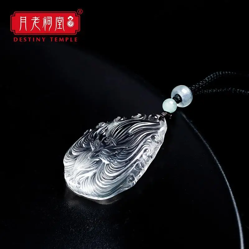 نقية الطبيعية عالية الجودة 9A الصف الأبيض كريستال منحوتة الثعلب تسعة الذيل الثعلب قلادة زهر الخوخ قلادة هدايا مجوهرات الأزياء #2