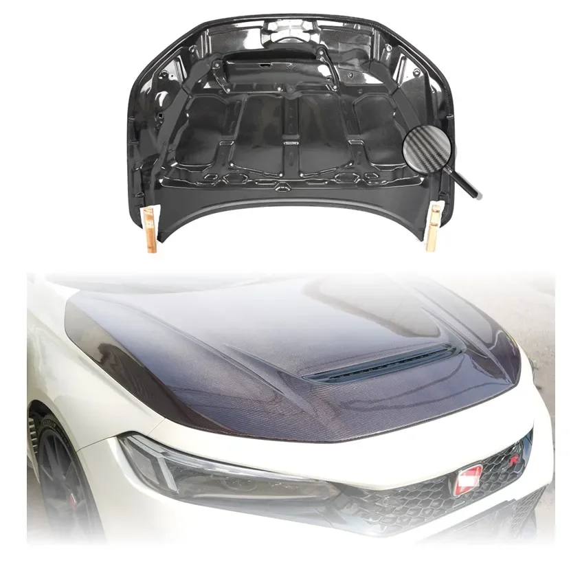 Premium Double Face 3K Twill Carbon Fiber VRS Style Engine Hood Bonnet For  11th Generation FL5 2021-2023