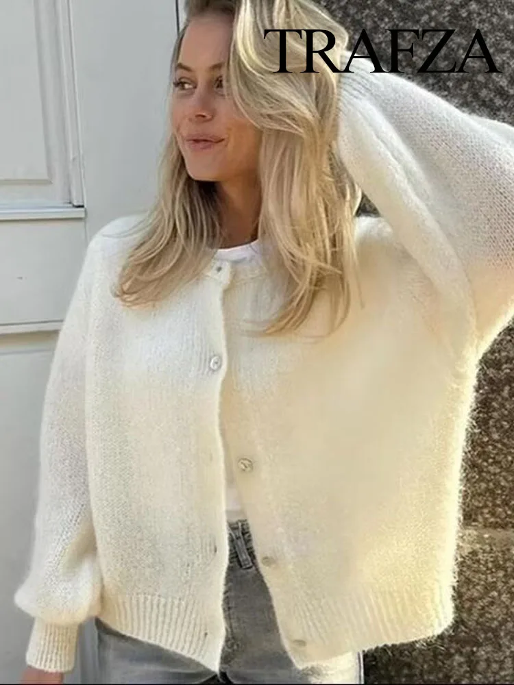 

HH Woman New Fashion Long Sleeves O Neck Single-breasted Design Casual Sweater Tops Women's Autumn Solid Knitted Cardigan