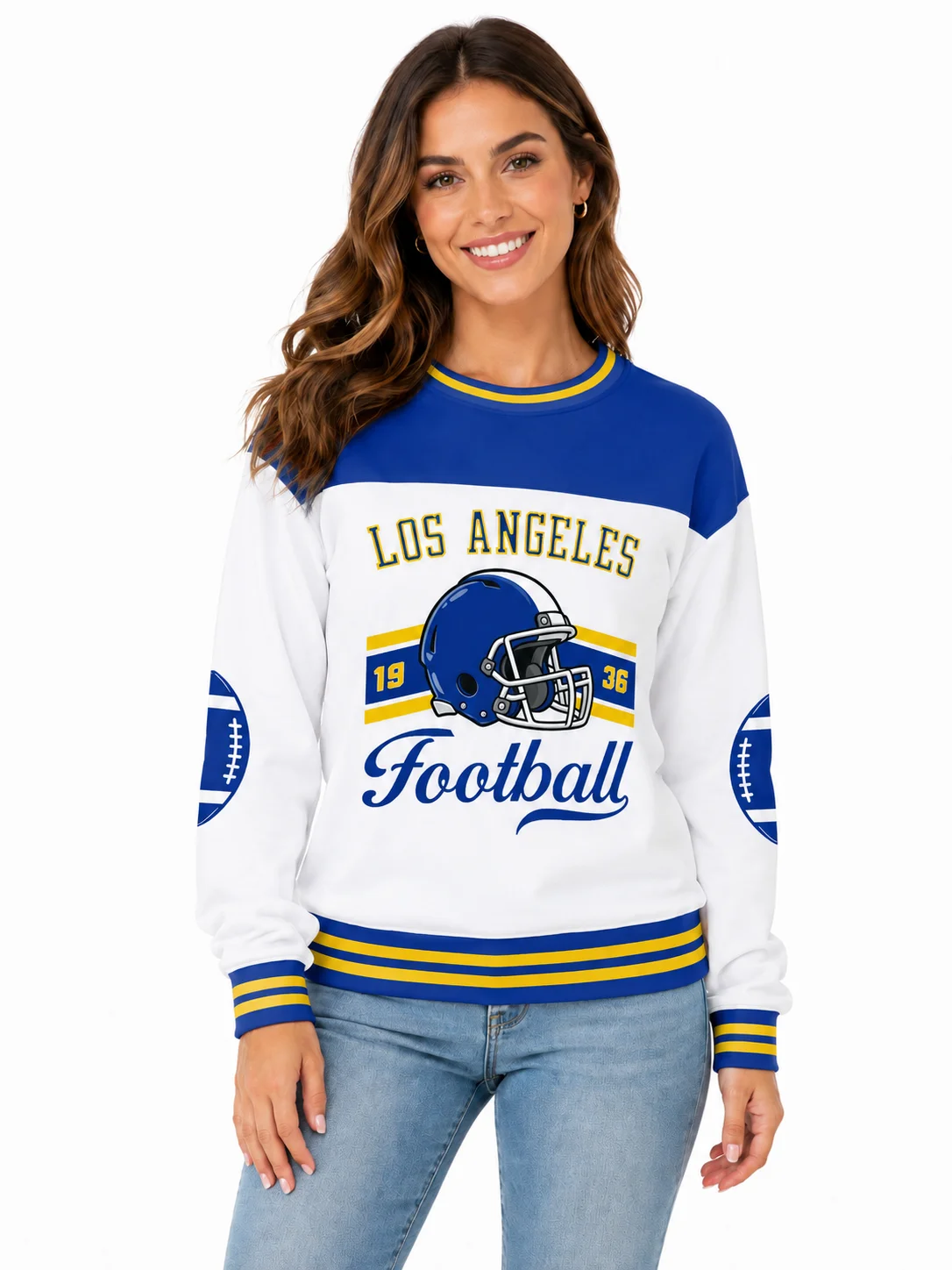 Custom Los Angeles City Sweatshirt for Women, Personalized Name Number Logo Crewneck Sweatshirt, Game Day Football Sweatshirt