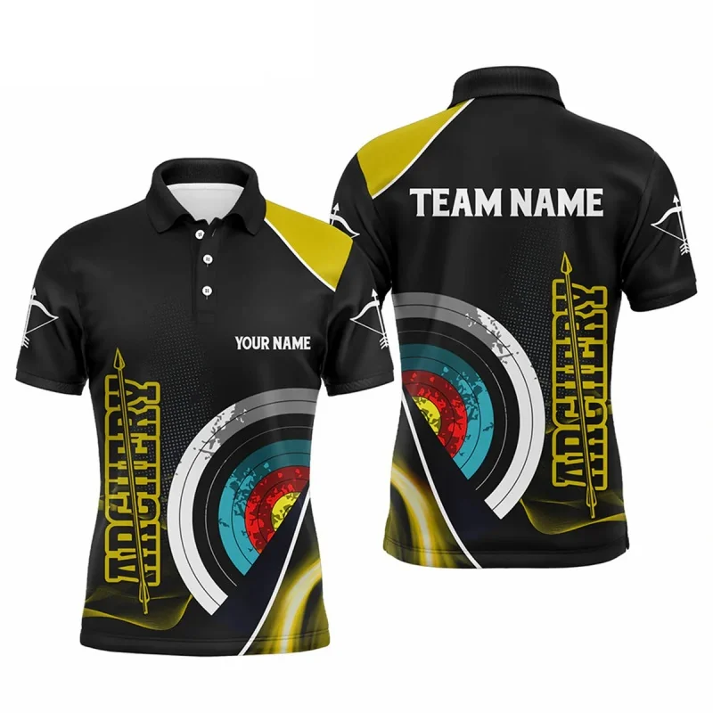 Archery Pattern Polo Shirt For Men Customized Name 3D Printed Short Sleeves Summer Casual Street Button Tees Lapel Tops Shirts