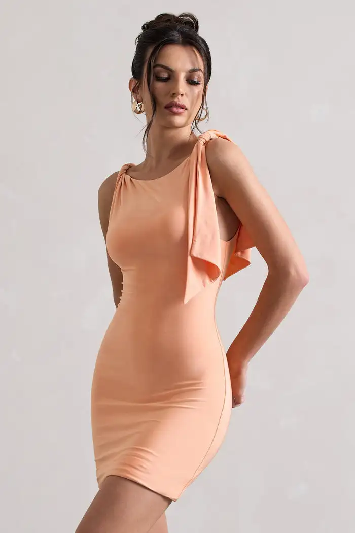 Vestido Mini de Fiesta Personalizado, Estilo Simple, Cuello Redondo, Sin Mangas, Color Coral, Nuevo 2026, Vestidos de Cóctel para Mujer