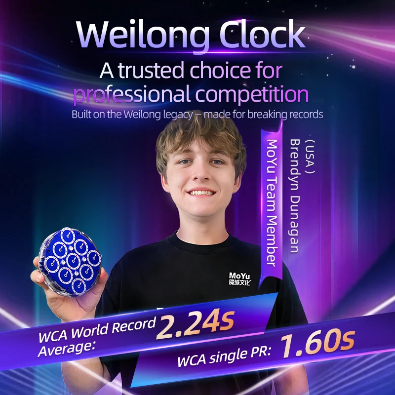 [JudyCube] Moyu Weilong Clock 4x4 Magnetic Fingertip Speed Weilong Magic Watch Magic Cube Fidget Toys Children Gift