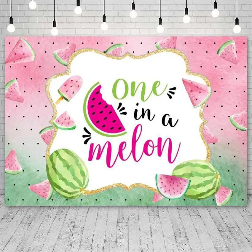 

Watermelon Party Backdrop One in a Melon Birthday Party Banner Photography Background First Birthday Pink Melon Party