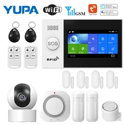 TUYA-sistema de alarma de seguridad para el hogar, Control remoto por aplicación, Sensor de ventana con cámara IP de 1080P, Kits de alarma inteligentes Alexa, Wifi, GSM