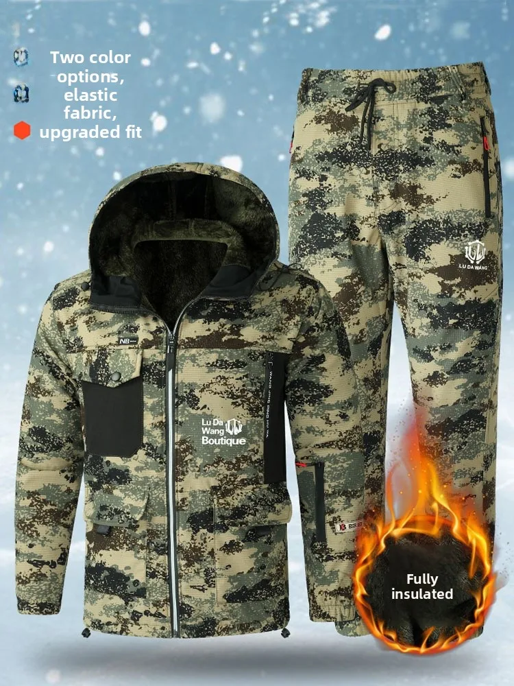 

Thiened Fce Camouflage Workwear Set for Men Autumn Winter Warm Waterproof Cold Resistance Securi Thermal Protection