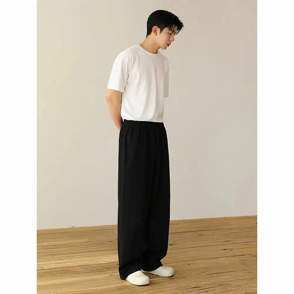 بنطال واسع الساق مع إحساس الستارة، بنطال رياضي فضفاض مستقيم الساق للرجال، سروال طويل غير رسمي للربيع والخريف، عصري #1