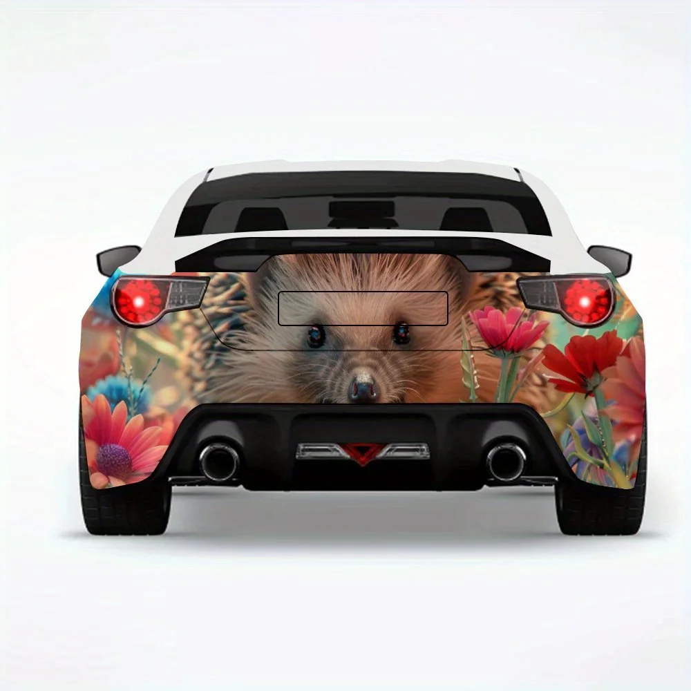 

Автомобильная наклейка «Ежик в цветочном кластере», виниловая наклейка на заднюю часть автомобиля, водонепроницаемые самоклеящиеся виниловые наклейки для хвоста автомобиля и бу