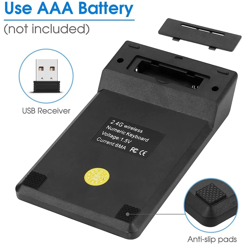 Wireless Number Pad, 18 Key Numeric Keypads With 2.4G Mini USB Receiver, Financial Accounting Numpad For Laptop, Desktop