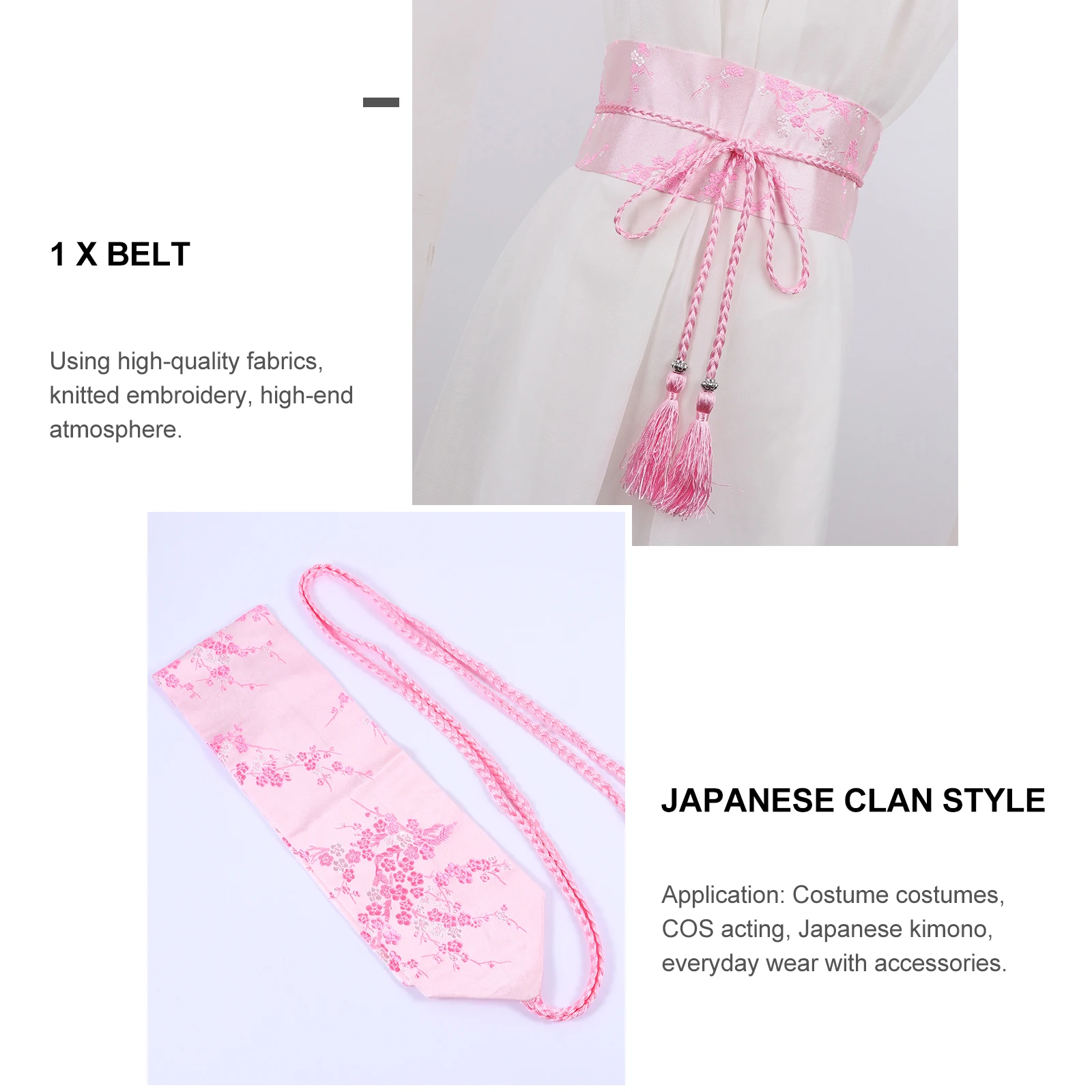 1 قطعة شرابة المنسوجة العرقية اليابانية المطرزة كيمونو حزام خصر النسيج حزام الملابس الإكسسوارات للنساء الملابس الإكسسوار #1