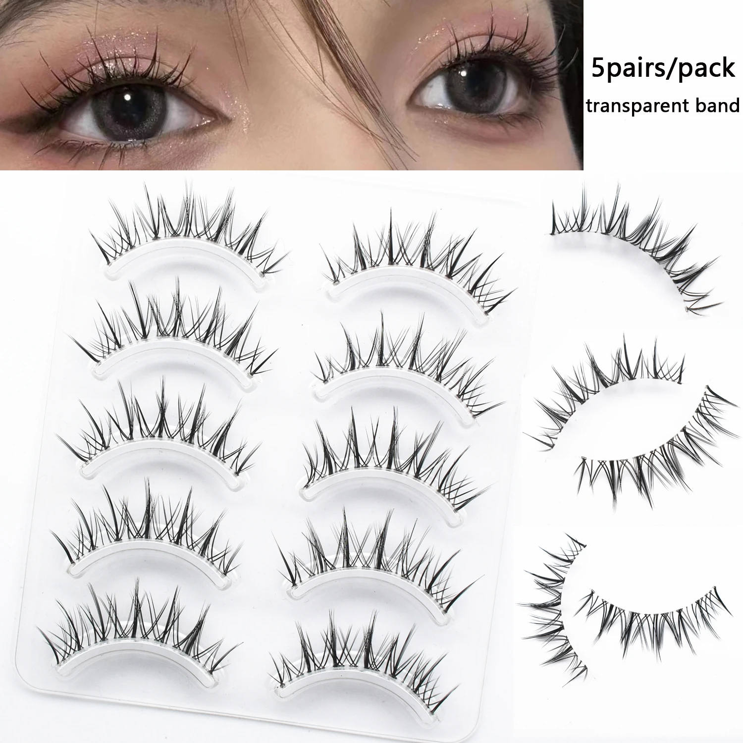 5 Pairs Manga Eyelashes Soft Natural Cosplay Eyelashes Fluffy False Eyelashes Makeup Lashes Wispy Fake Eyelashes Maquiagem Lash