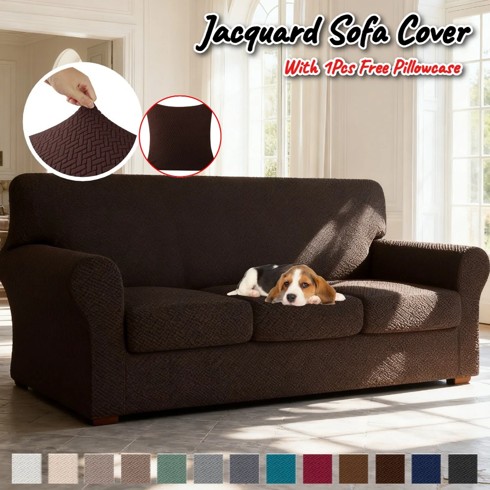 Jacquard-Sofabezug, superweich, rutschfest, Couch-Schonbezüge, Spandex, 1/2/3-Sitzer, Schutzbezug für Wohnzimmer, Hunde, Katzen, Haustiere, Kinder