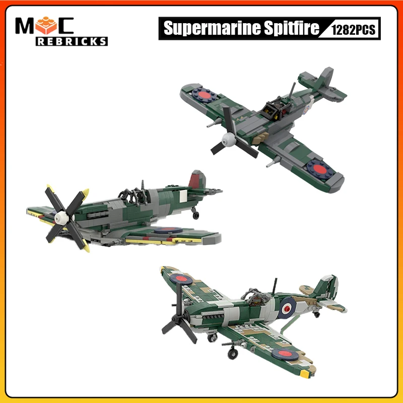 

WW2 Military Supermarine Spitfire Mrk IX Vb Spitfire MOC Building Blocks Strategic Fighter Model Bricks Boy Toys Holiday Gifts