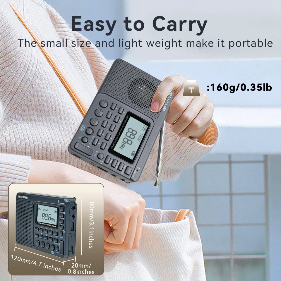 RETEKESS V115 Radio FM AM SW Portable Radios Rechargeable Radio Batteries multiple bands USB Recorder Speaker for Elders TX32