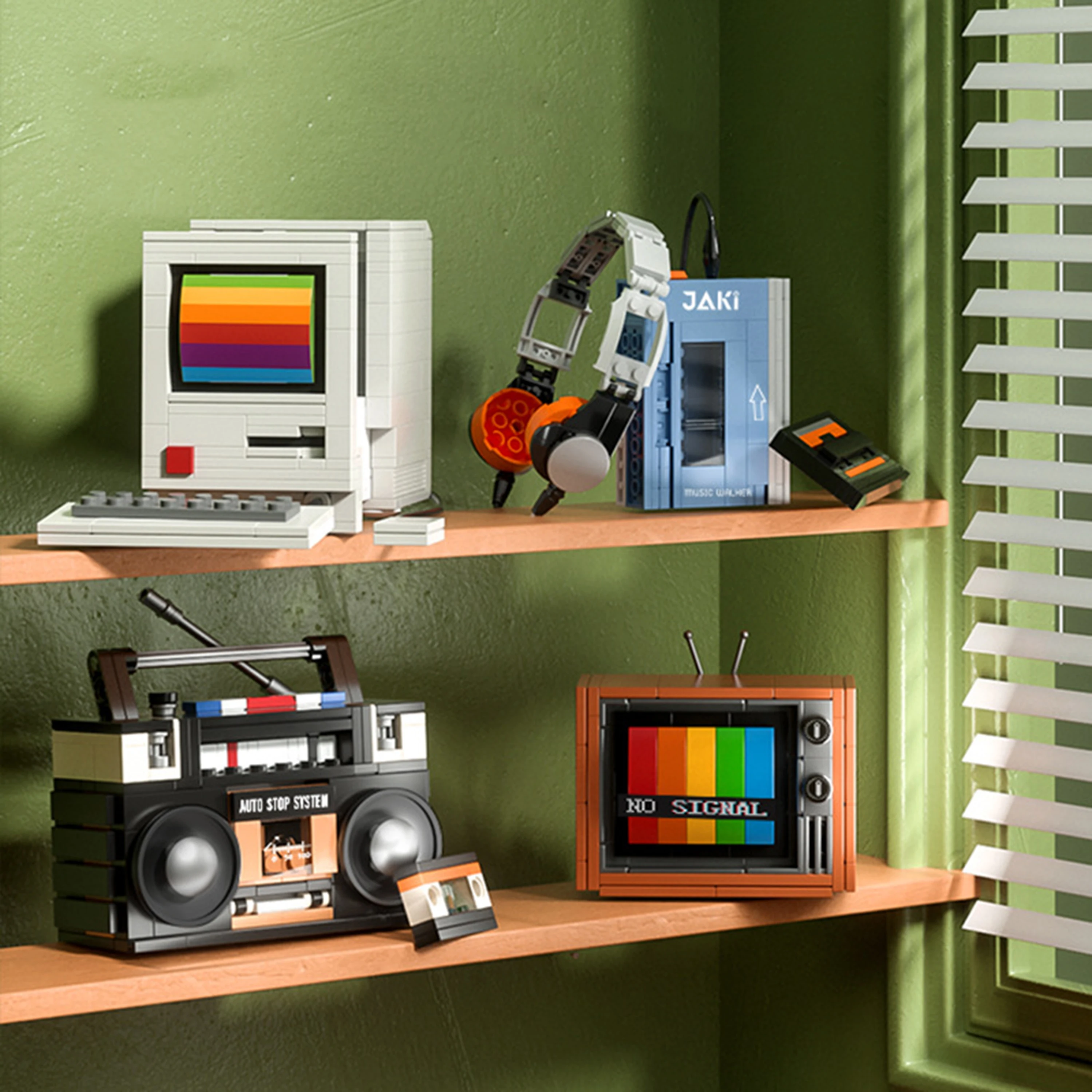 مكعبات بناء وحدة التحكم الإلكترونية الرجعية لآلة الممرات العتيقة نموذج تجميع لعبة إبداعية لجميع الأعمار #2