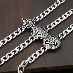 Fashion Vintage Witch Knot Chain Bracelet 316L Stainless Steel Nordic Vikings Celtic Knot Bracelets For Men Women Amulet Jewelry
