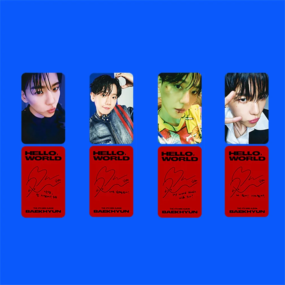 Kpop Idols BAEKHYUN Mini4 Solo Album HELLO WORLD Photocard Korean Style Selfie Card Coated LOMO Card Fans Collection Pocztówka