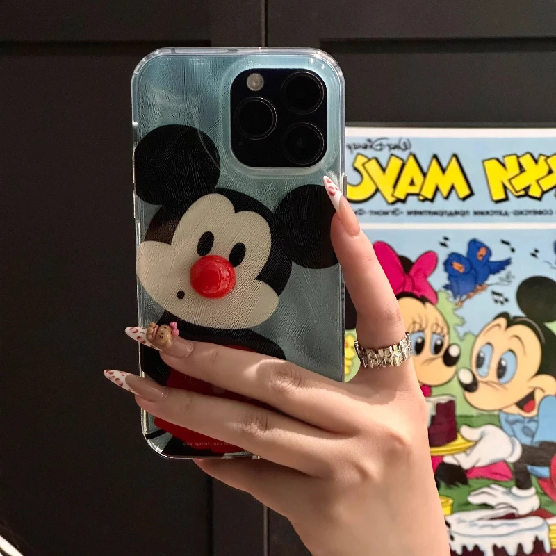 Тканевый чехол для телефона с рисунком Микки Мауса Диснея для iPhone 17, 16, 15, 14, 13, 12, 11 Pro Max XR XS Max 8 Plus, полное покрытие