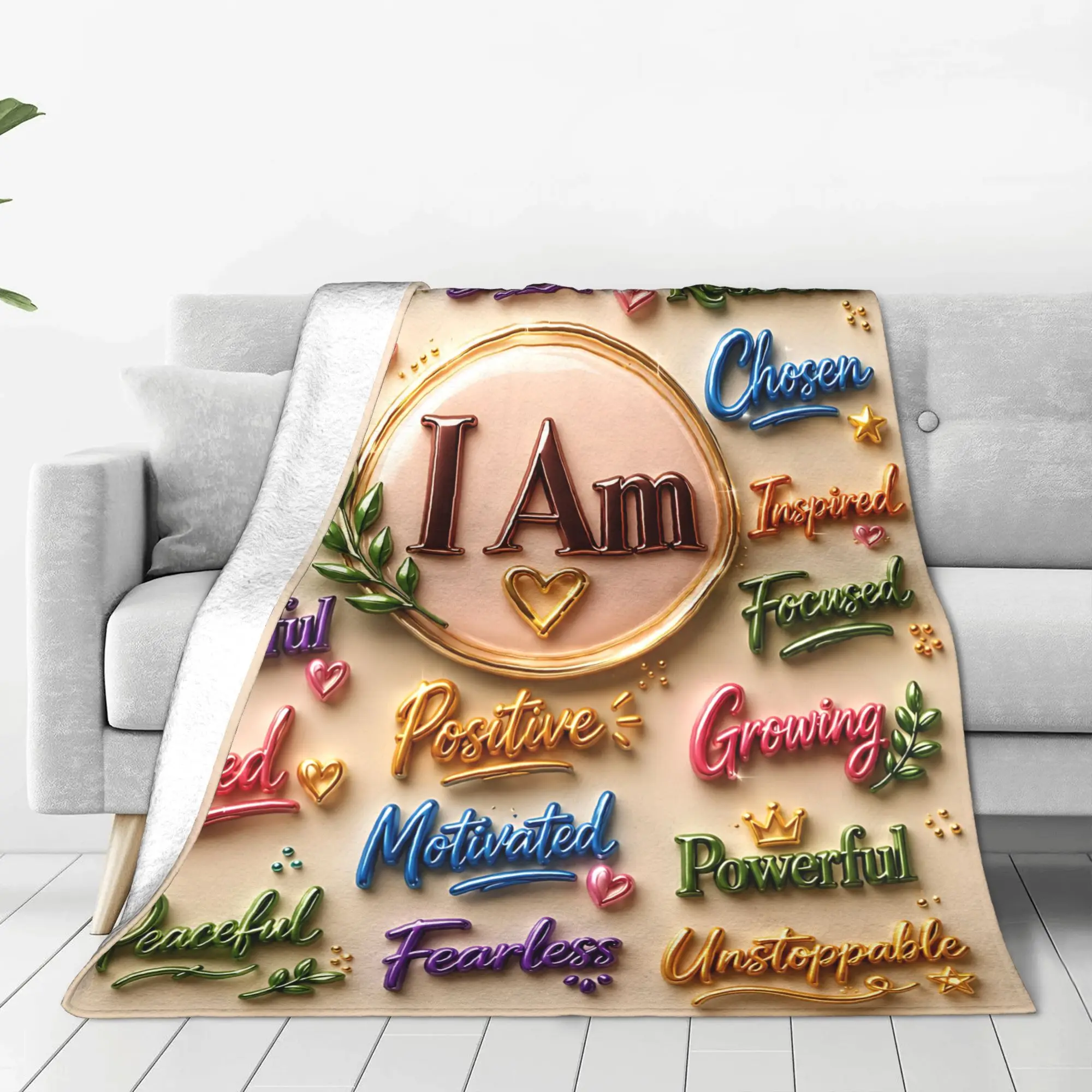 1PC Home Thankful Grateful Blessed  Blanket Throw Super Cosy Plush Living Room Sofa Gift for Christmas Happy New Year