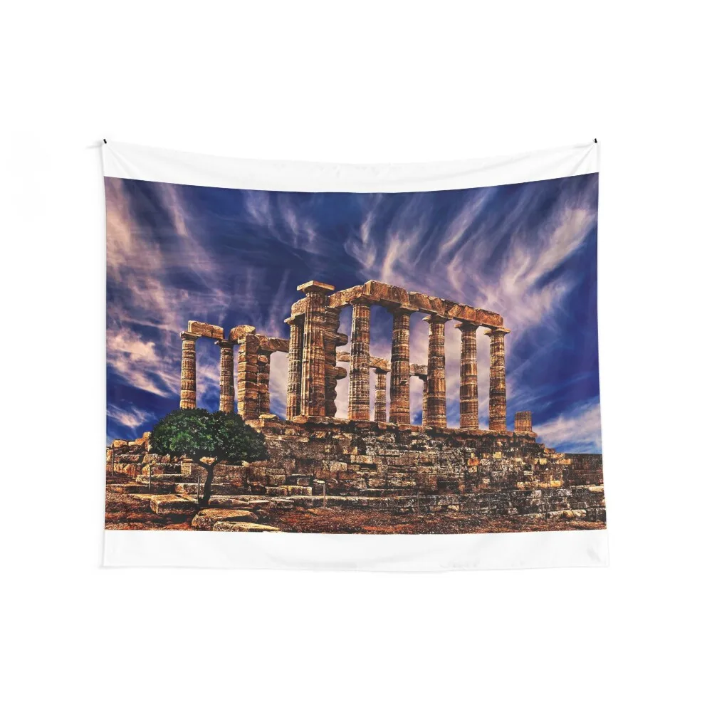 Temple Of Poseidon Greek Ruins Fine Art Print Tapestry Cute Decor Decoration Bedroom Decoration For Bedroom Tapestry