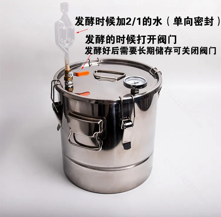 304 Stainless Steel Food Grade Fermentation Barrel One Way Exhaust Household Fermenter for Wine Fruit Baijiu Grain Alcohol