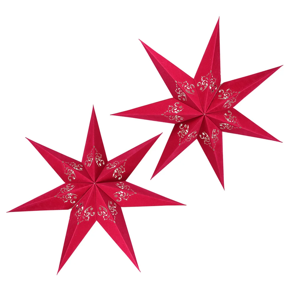 

2Pcs Hanging Paper Star Lantern for Wedding Party Christmas Decorations Ceiling Light Shade Farmhouse Style 3D Star Shaped