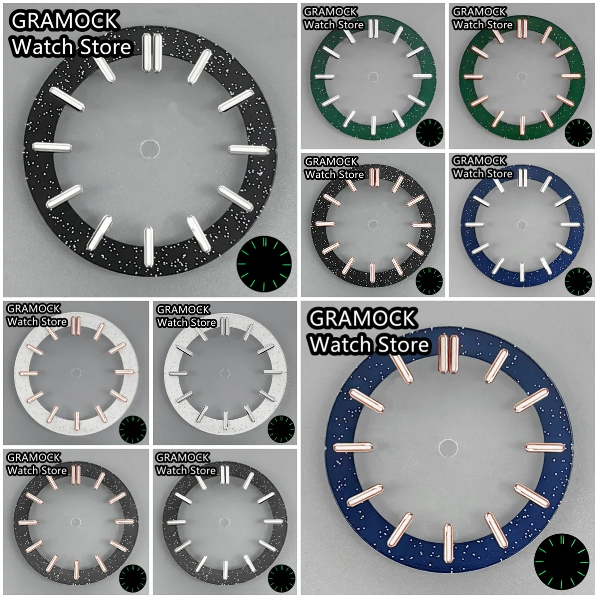 31,5 mm Skelett-Zifferblatt, schwarz-weiß, Sternenhimmel, transparentes Zifferblatt, Silber/Roségold-Index für NH35 NH36 NH38 NH70 NH72 Uhrwerk