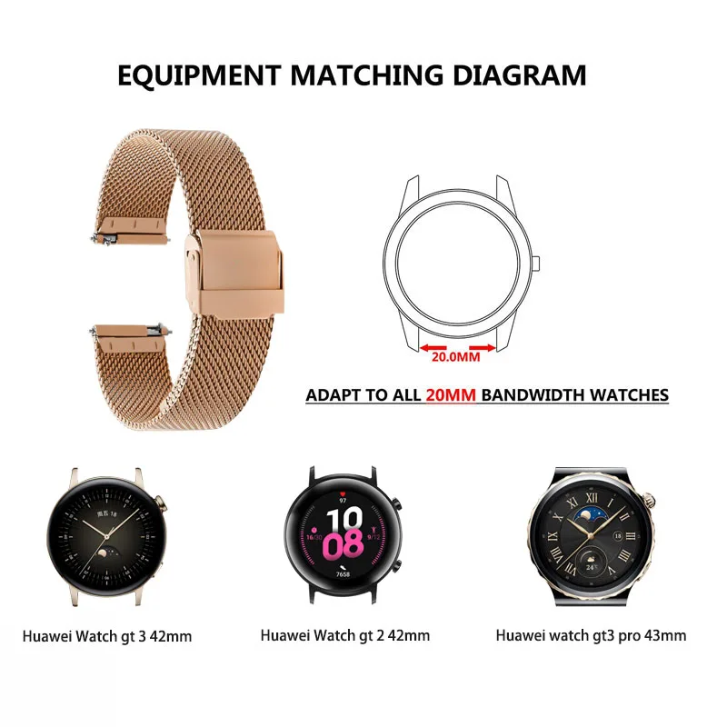 For Huawei GT 4/3/2/2e/pro band stainless steel Milanese For Huawei Watch GT4 5 41 46mm bracelet for Watch 4 3 Pro 43 46mm Strap