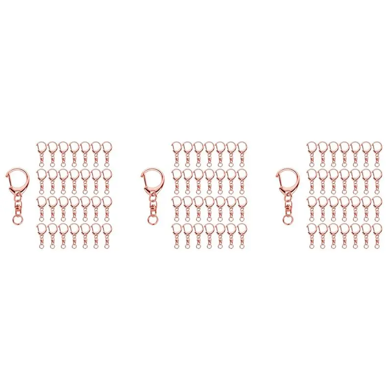 

150 шт. брелоков цвета розового золота, пружинные кольца для ключей с цепочкой и соединительными кольцами, детали для изготовления брелоков своими руками, фурнитура для подвесок-A68E