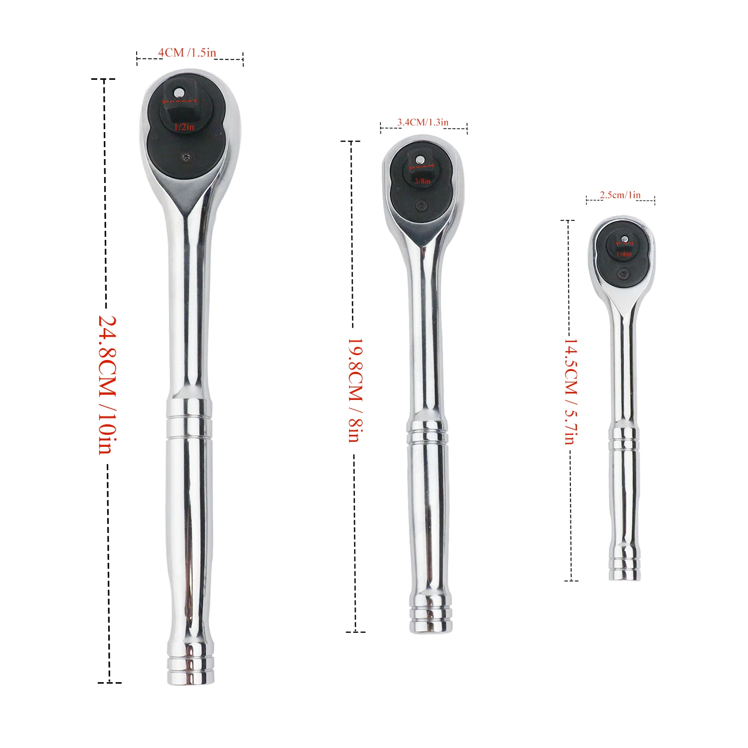 100 Teeth Quick Release Ratchet Handle Narrow Place Using Teeth More Than Normal Ratchet 1/4“ 3/8” or 1/2“ Drive