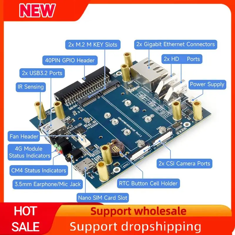 

Superb For Raspberry Pi CM4 NAS Mini Computer Multi-Functional Dual-Channel NVME Slots Supports Nano-Slm Card/4G Module Easy Ins