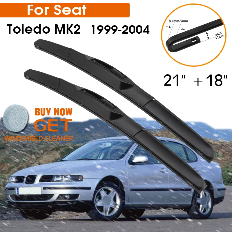 

Car Wiper Blade For Seat Toledo MK2 1999-2004 Windshield Rubber Silicon Refill Front Window Wiper 21"+18" LHD RHD Accessories