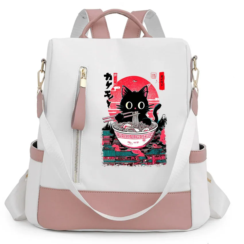

Повседневный рюкзак с принтом для любителей кошек и еды, женские водонепроницаемые школьные сумки, модный дорожный рюкзак высокого качества для девочек-подростков