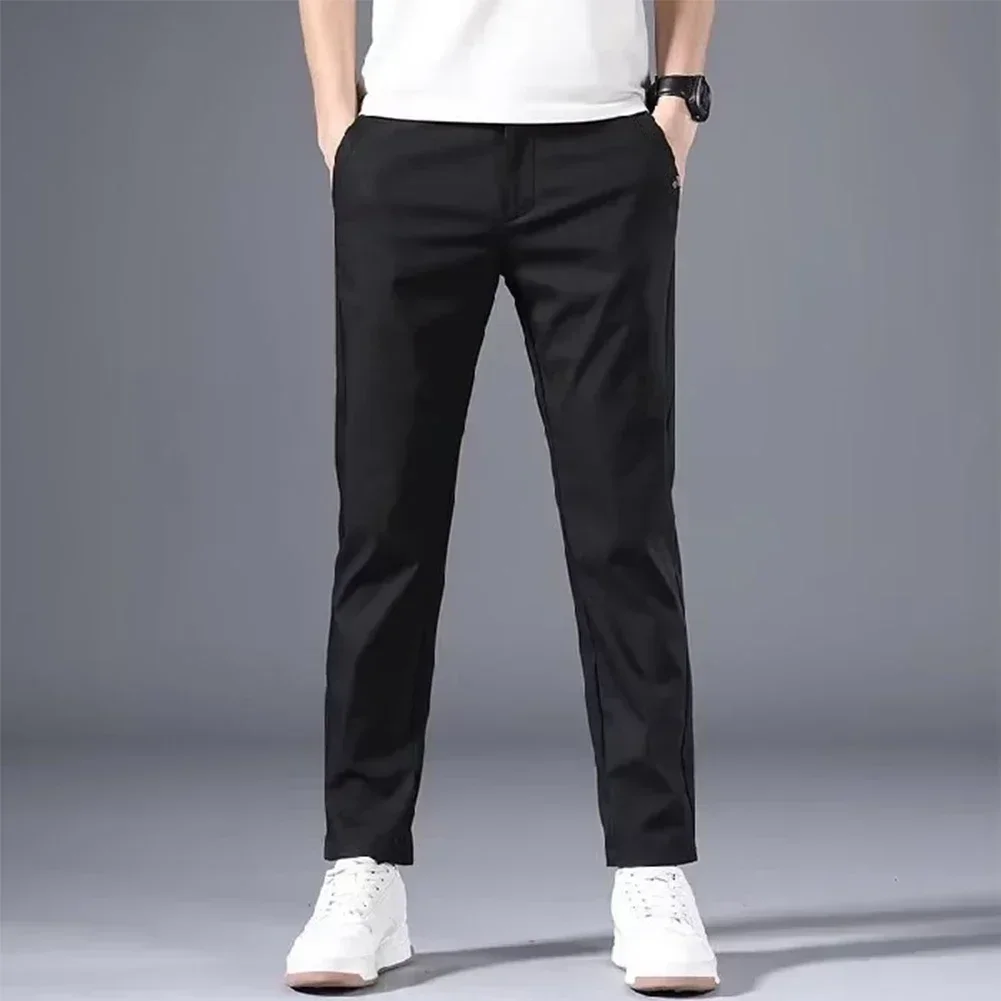 Mens Slim FIT Stretch Chino Trousers Casual Flat Front Flex Classic Full Pants Outdoor Sports Soft Daily Business Pants