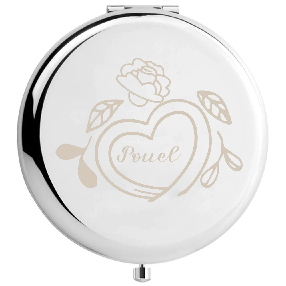 1 قطعة الحب الإبداعي مع زهرة اسم مخصص أضعاف مرآة جيب مرآة مع اسم مرآة لوضع مساحيق التجميل هدايا حفلات الزفاف #3