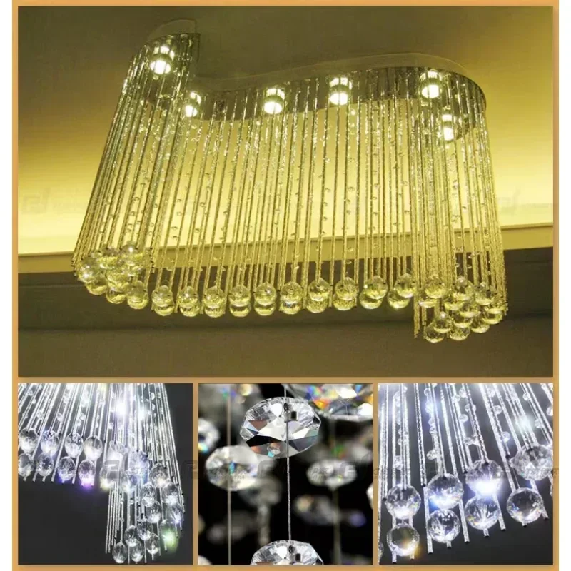 LED Crystal Chandelier Creative S-Shaped Personality Ceiling Light Creative simple fashion restaurant bedroom  living room lamp