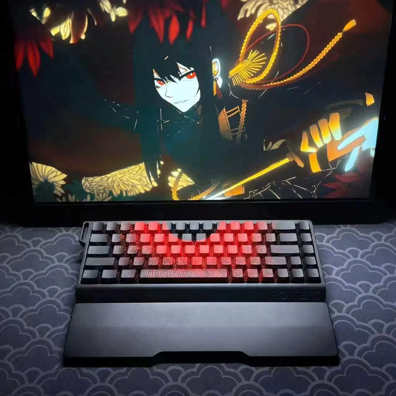 Black Red Coronal Style Berserk Keycaps Anime Cherry Dye-Sub PBT Mechanical Keyboard Game Key Cap Made68 Wooting 60he+ Ace68
