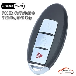 EllYECU-Clé télécommande intelligente pour voiture, 3 boutons, 315MHz, puce ID46 pour MF iti FX35, FX45, 2005, 2006, 2007, 2008, IC: 1788D-FWB1U619, CWTWBU619