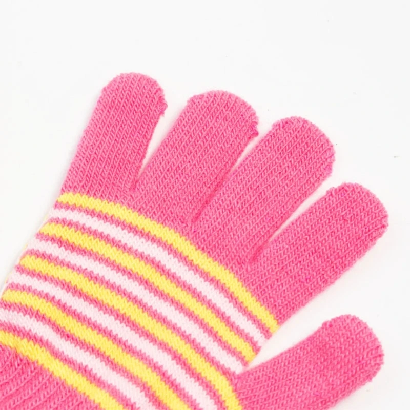 Toddler Full Finger Gloves Stripe Gloves Knitted Mittens Winter Autumn Gloves Universal Cycling Gloves for Baby Girl Boy