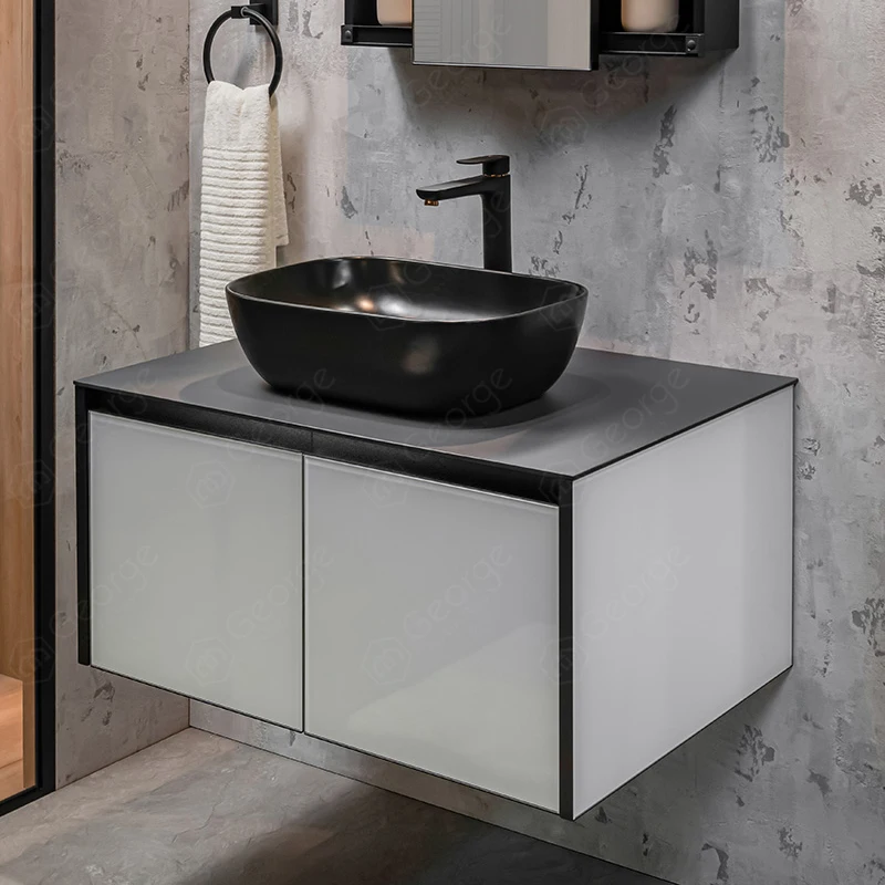 Wall hung Factory Modern Bathroom Vanity Single Sink Cabinet In Aluminum finish with Mirror Vanity Cabinet