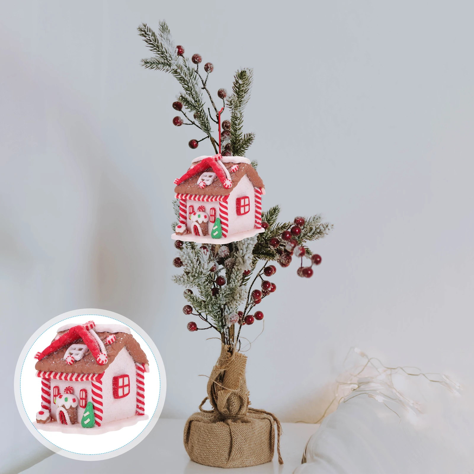 

Ornaments Small House Pendant Christmas Indoor Decorations Xmas Polish Man Scene