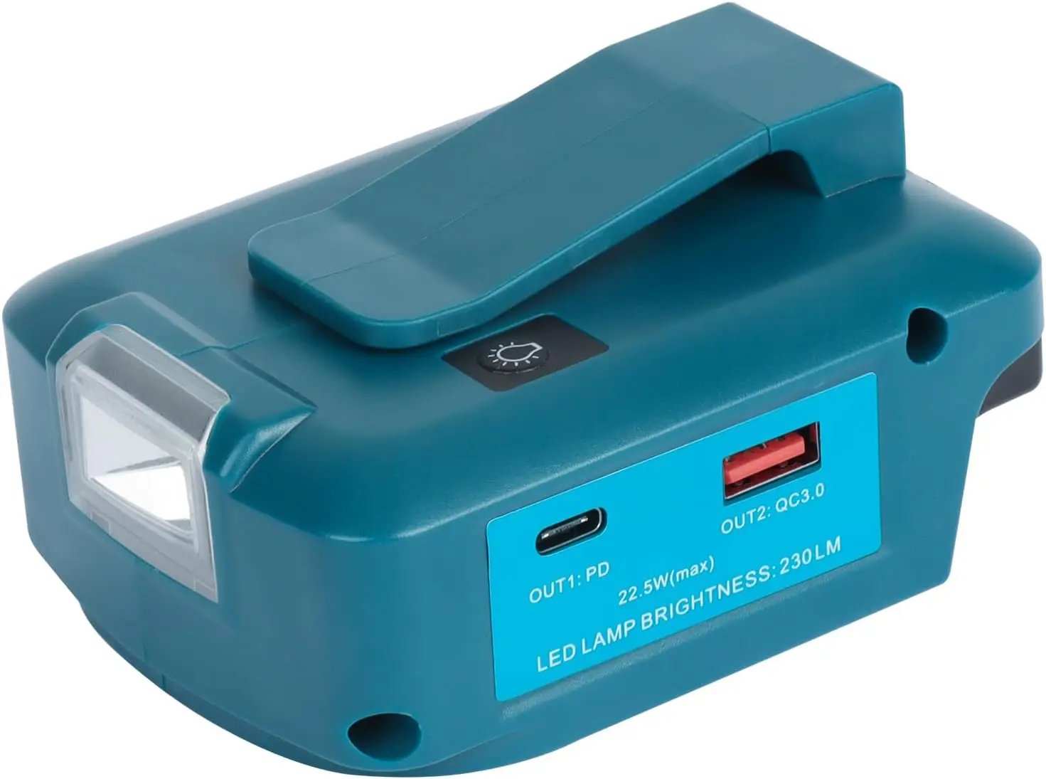 Power Source Adapter for Makita 18V Battery to DC 12V 3A and PD 22.5W QC 3.0 USB C and Worklight